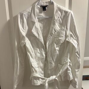 White House Black Market White Belted Blazer